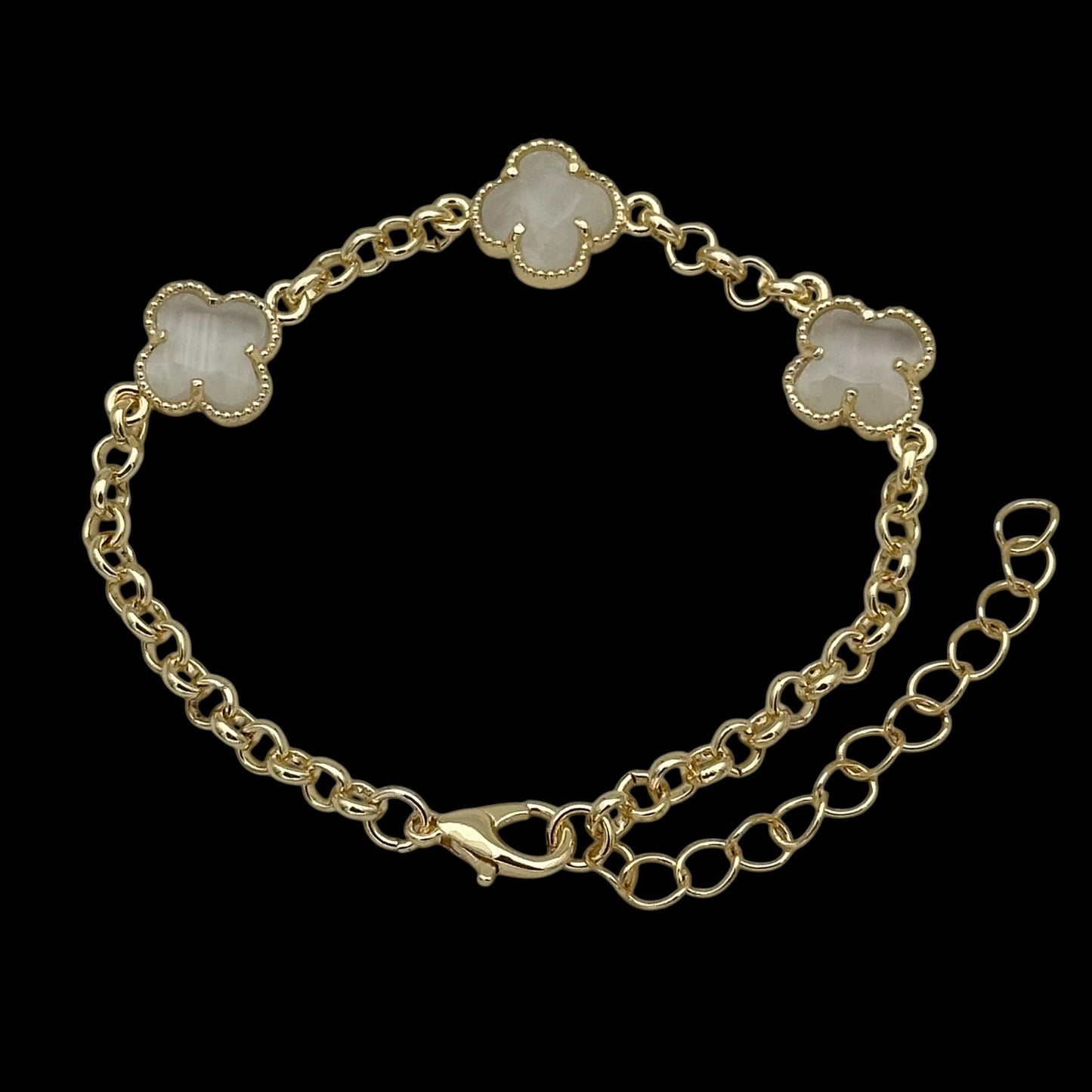 Brățară Trifoi Auriu cu Alb Placată cu Aur 18K