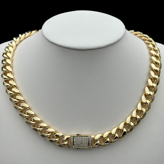 Colier Cuban 12mm Placat cu Aur 18K