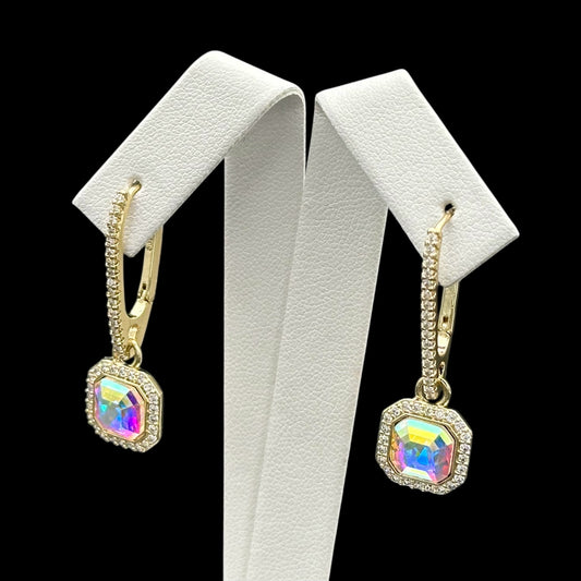 Cercei Aurora Crystal Placați cu Aur 18K