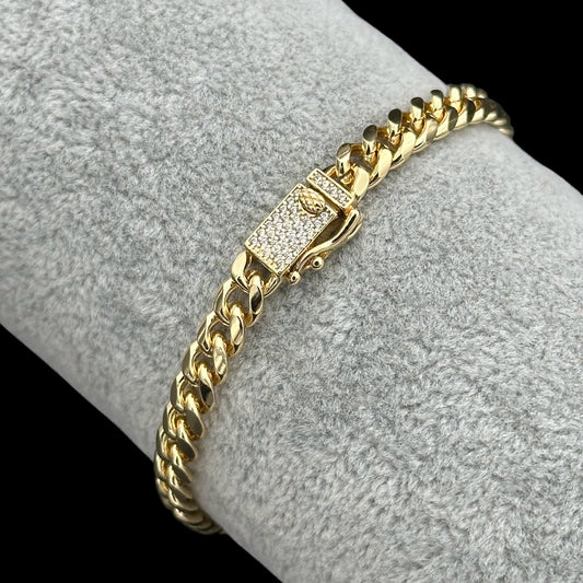 Brățară Cuban 6mm Placată cu Aur 18K
