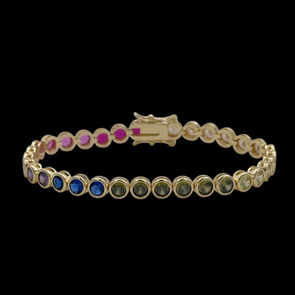 Brățară Tennis Circle Multicolor Placată cu Aur 18K