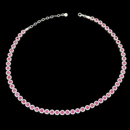 Colier Tennis Angely Fuchsia Argint