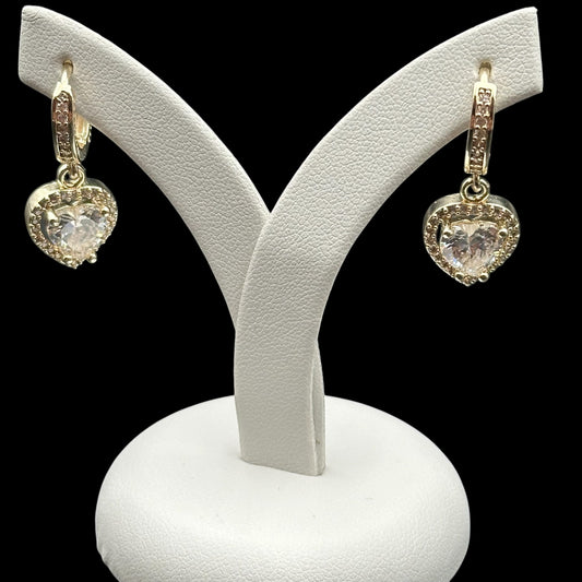 Cercei Heart Love Placați cu Aur 18K