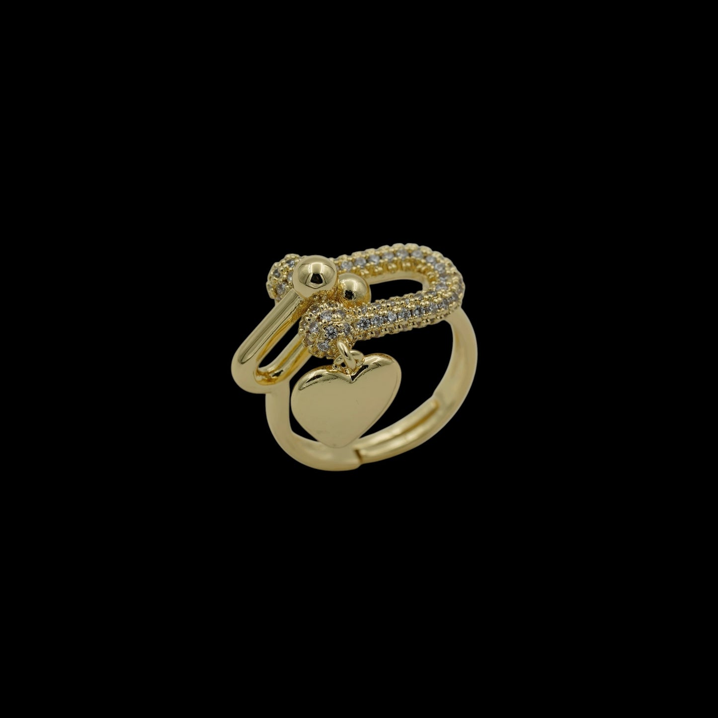 Inel reglabil Legacy Heart Placat cu Aur 18K