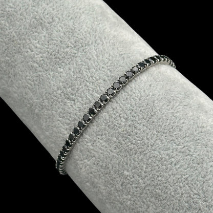 Bratara Tennis Elastic Black Argint