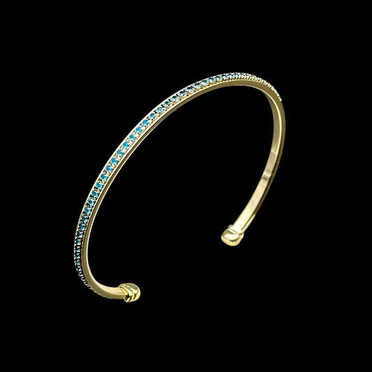 Brățară Fixă Tennis Blue Placată cu Aur 18K