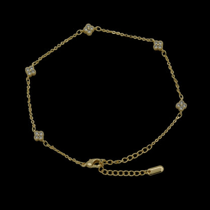 Bratara de picior Trifoi Placata cu Aur 18K