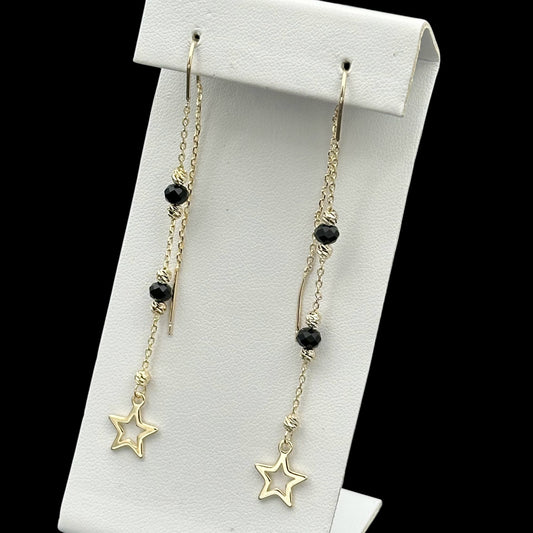 Cercei Onyx Star Placați cu Aur 18K