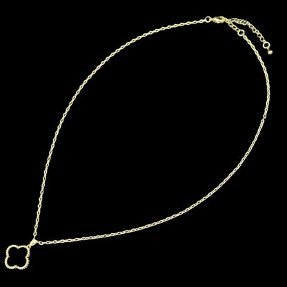 Lantisor Trifoi Auriu cu Negru Placat cu Aur 18K