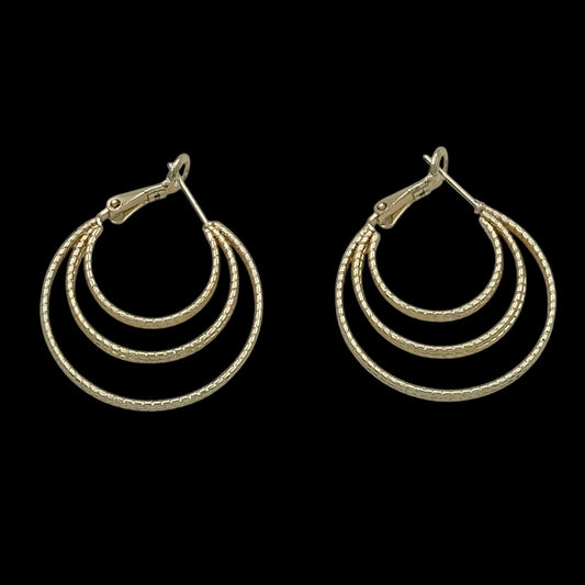 Cercei Circle Trio Placati cu Aur 18K