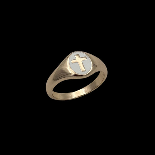Inel Faith Auriu cu Alb Placat cu Aur 18K