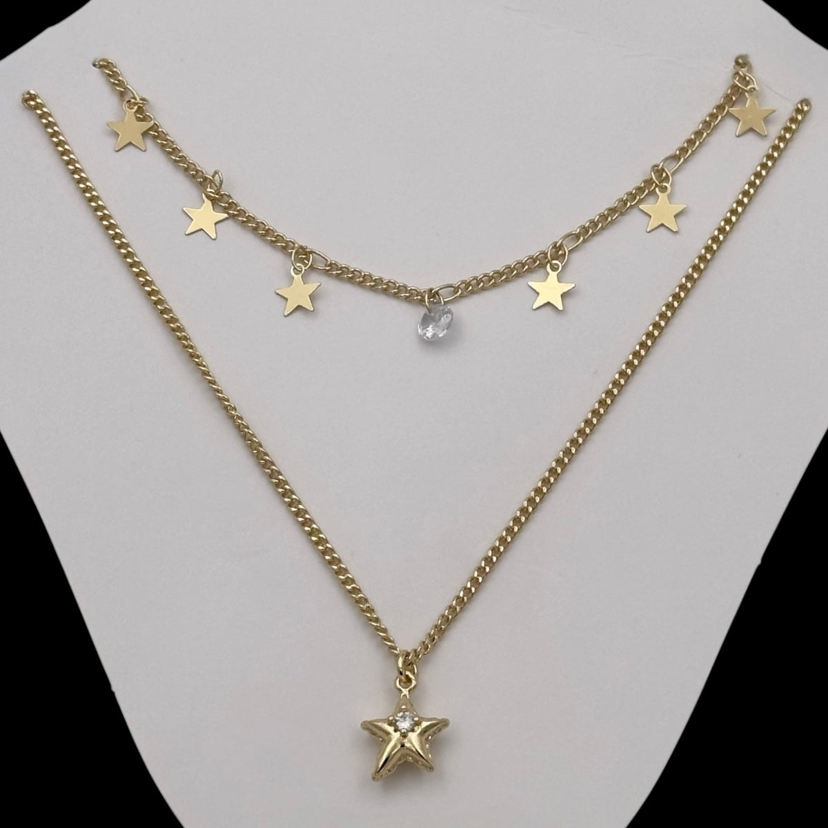 Colier Duo Stars Placat cu Aur 18K