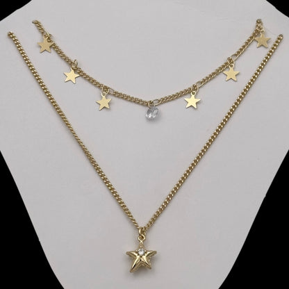 Colier Duo Stars Placat cu Aur 18K