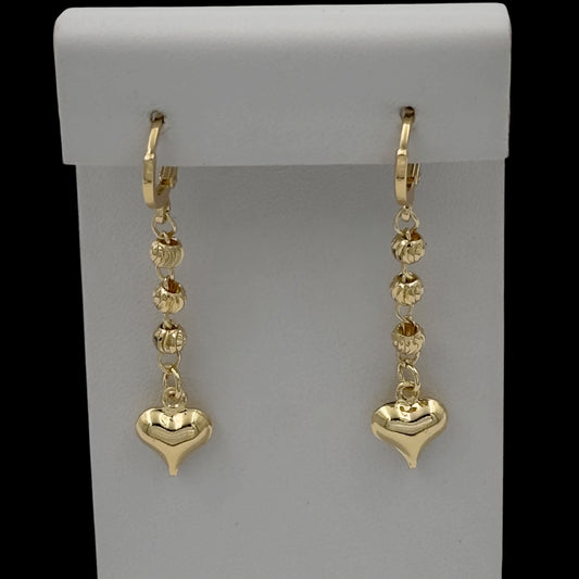 Cercei Heart Drop Placati cu Aur 18K