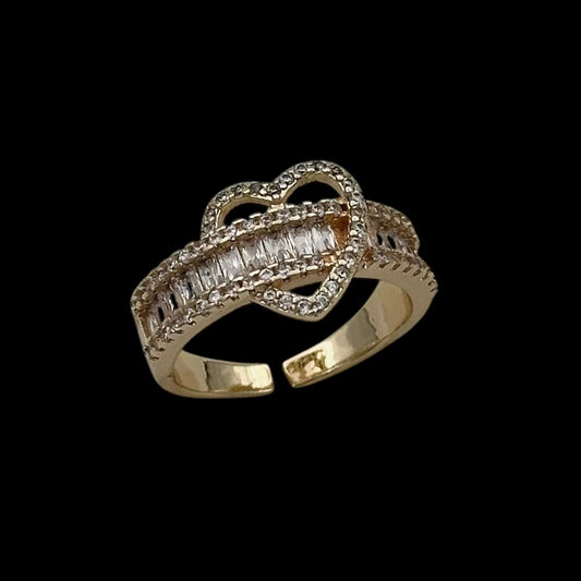 Inel reglabil Timeless Heart Placat cu Aur 18K