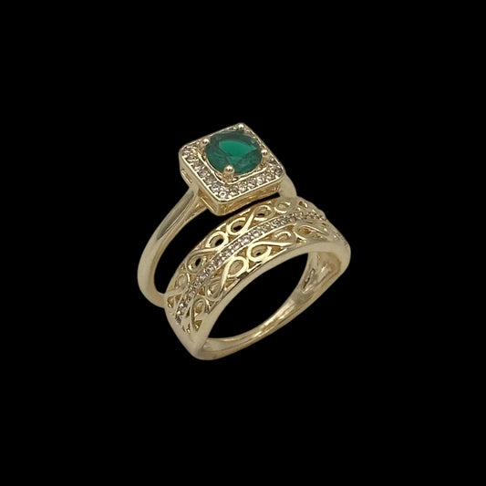 Inel Forever Green Placat cu Aur 18K