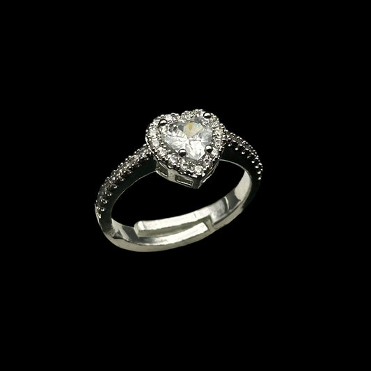 Inel reglabil Heart Silver