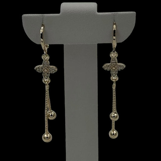 Cercei Long Trifoi Placați cu Aur 18K