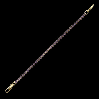 Bratara Tennis Love Purple Placata cu Aur 18K