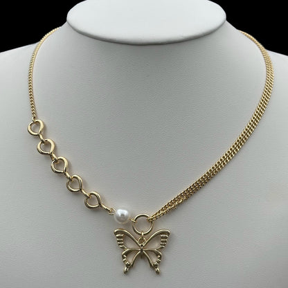 Colier Butterfly 2 Placat cu Aur 18K