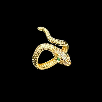 Inel reglabil Snake Placat cu Aur 18K
