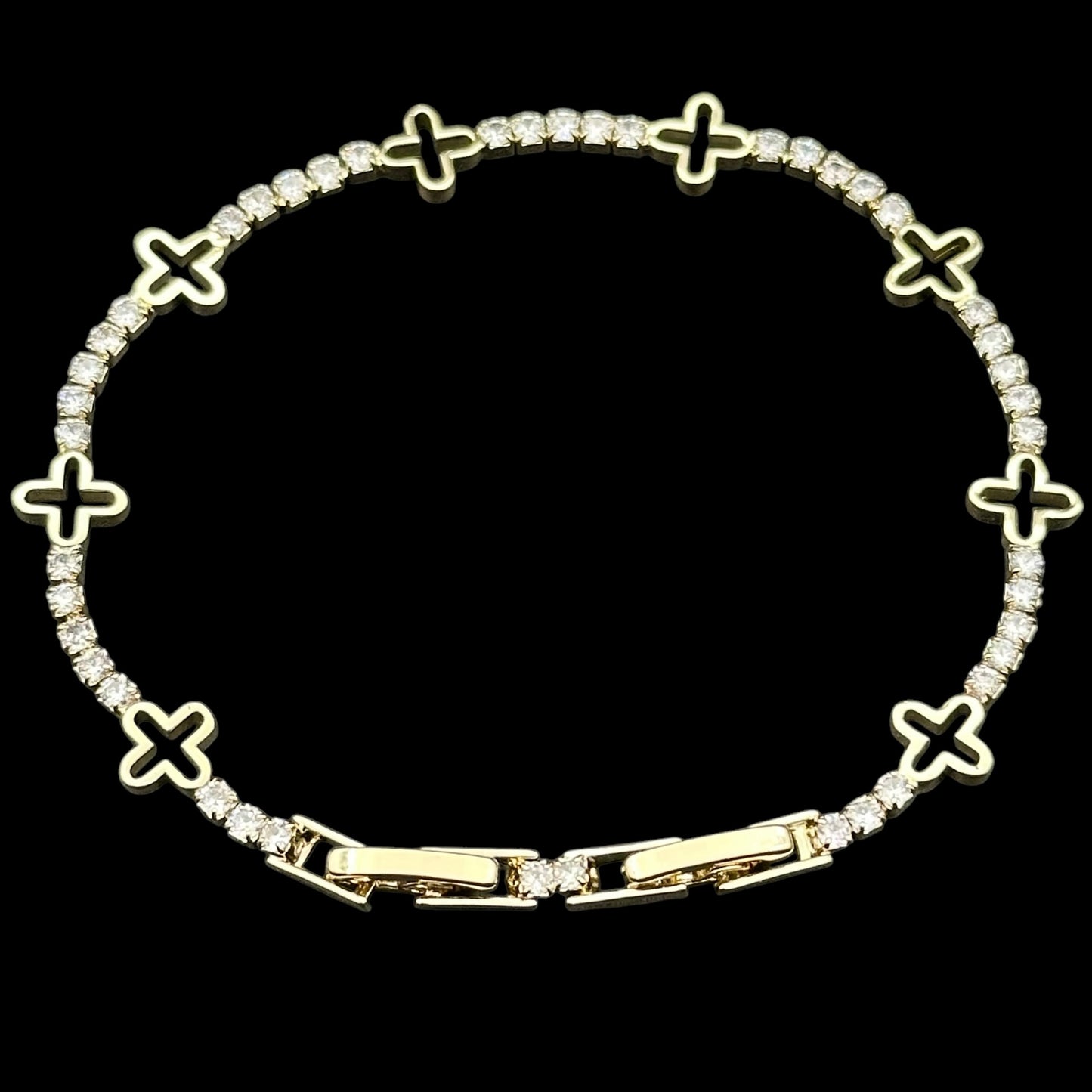 Brățară Tennis Trifoi 2mm Placată cu Aur 18K