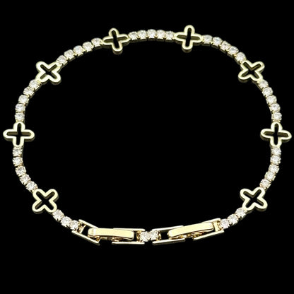 Brățară Tennis Trifoi 2mm Placată cu Aur 18K