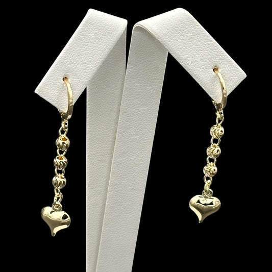 Cercei Heart Drop Placați cu Aur 18K
