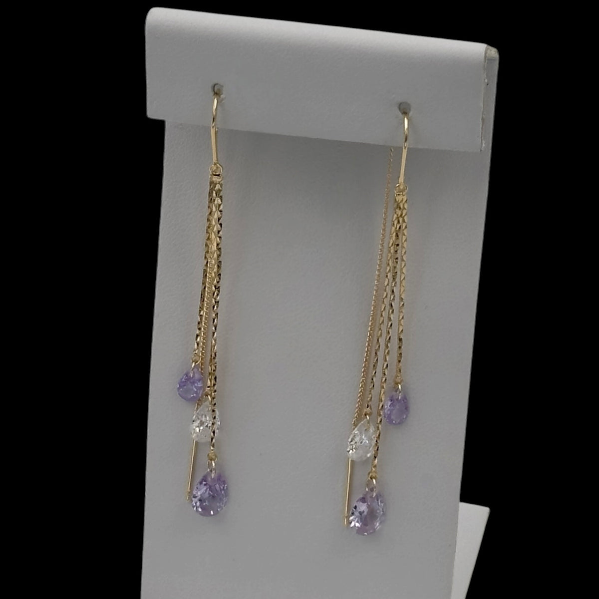 Cercei Crystal Rain Purple Placați cu Aur 18K