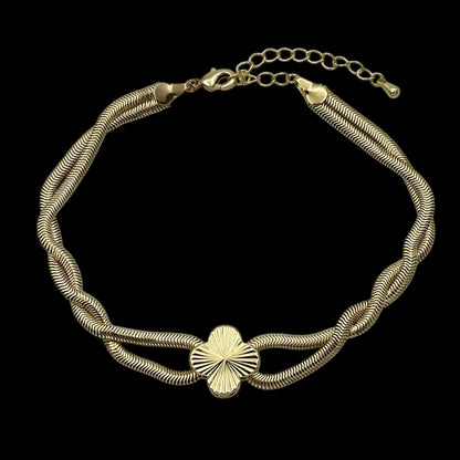 Brățară Snake Trifoi Placată cu Aur 18K