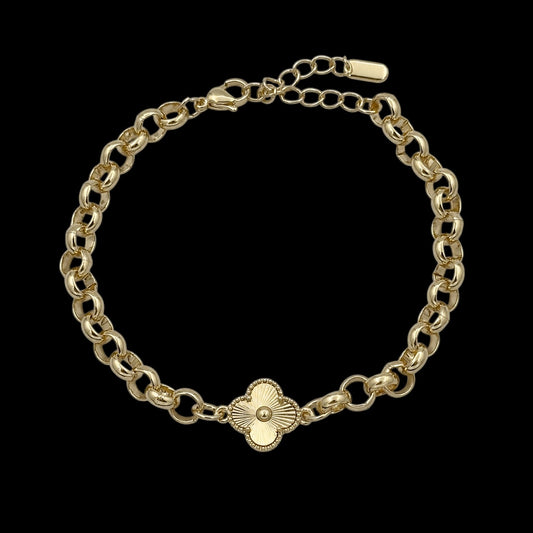Bratara de picior Trifoi Placata cu Aur 18K