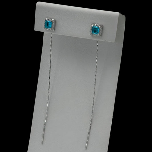 Cercei Square Light Blue Argint
