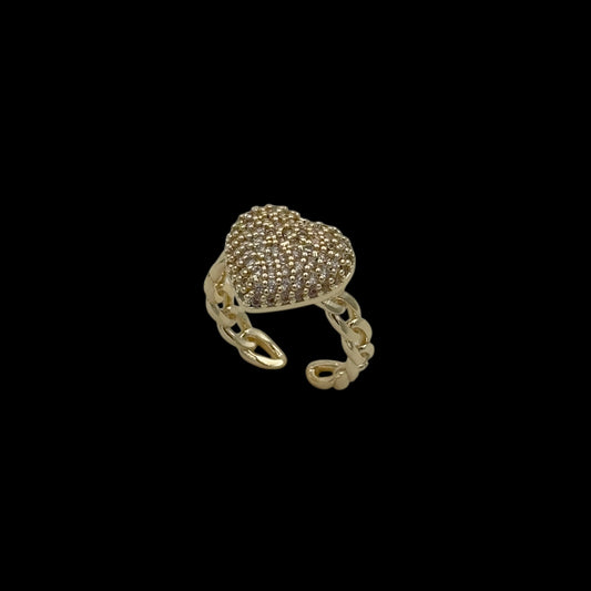 Inel reglabil Heart Placat cu Aur 18K