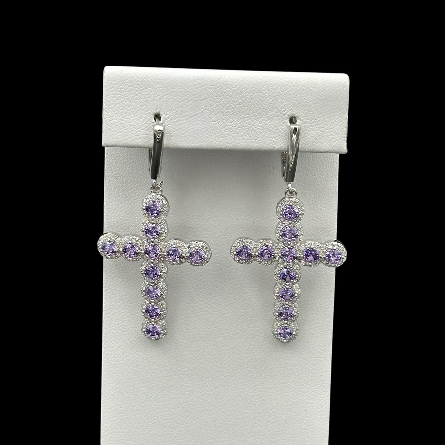 Cercei Cross Angely Purple Argint