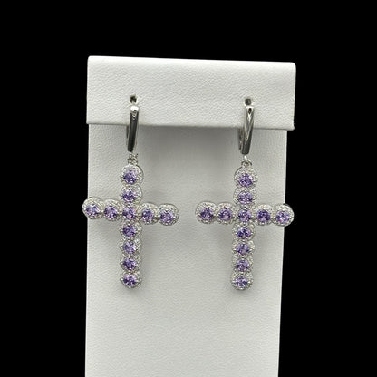 Cercei Cross Angely Purple Argint