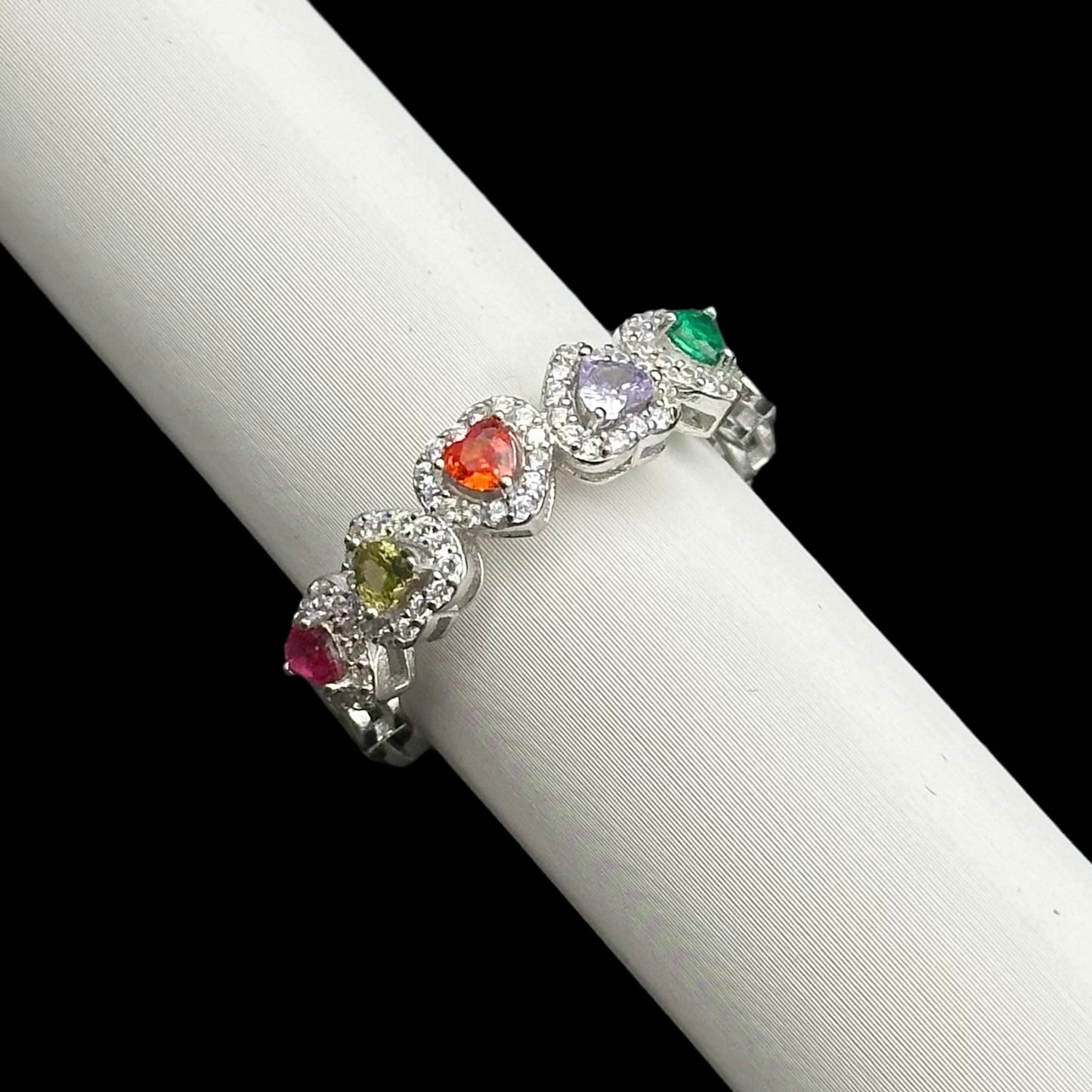 Inel Rainbow Hearts Argint