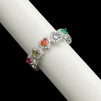 Inel Rainbow Hearts Argint
