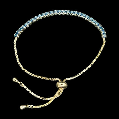Brățară reglabilă Tennis Blue Placată cu Aur 18K