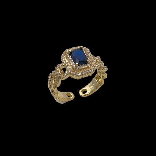 Inel reglabil Majestic Blue Placat cu Aur 18K