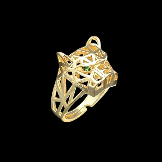 Inel reglabil Panthera 2 Placat cu Aur 18K