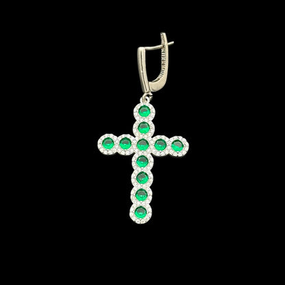 Cercei Cross Angely Green Argint