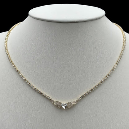 Colier Tennis Angel Wings Placat cu Aur 18K