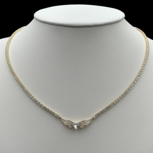 Colier Tennis Angel Wings Placat cu Aur 18K