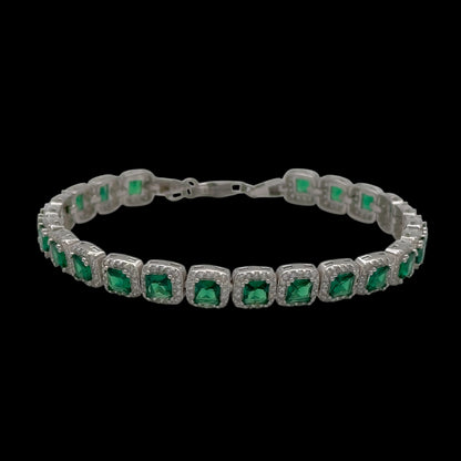 Bratara Tennis Diamond Green Argint