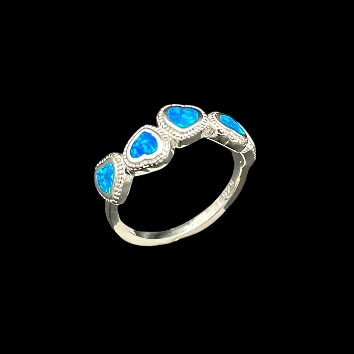 Inel Hearts Blue Opal Argint