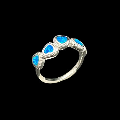 Inel Hearts Blue Opal Argint