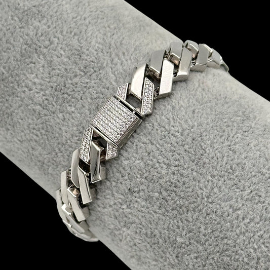 Bratara Cuban Clear 12mm Argint