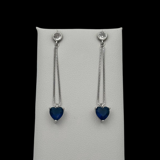 Cercei Heart Drop Blue Argint