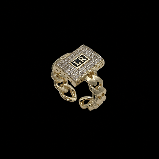 Inel reglabil Cuban Ladryn Placat cu Aur 18K
