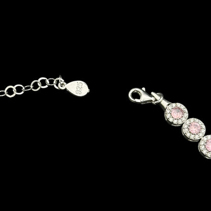 Colier Tennis Angely Pink Argint